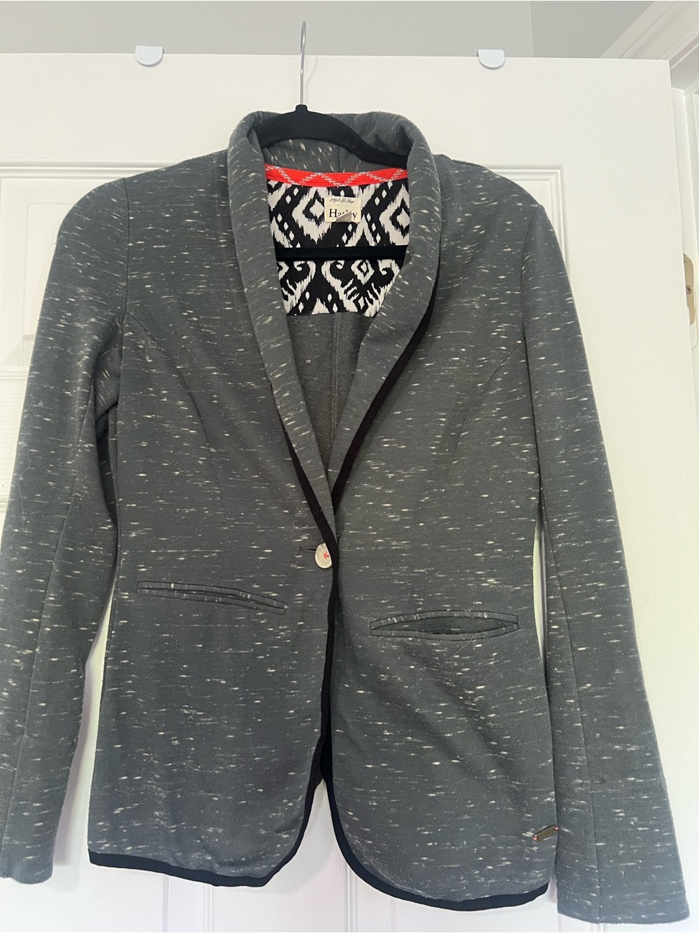 Hatley Gray and Black Ponte Blazer with Red Trim